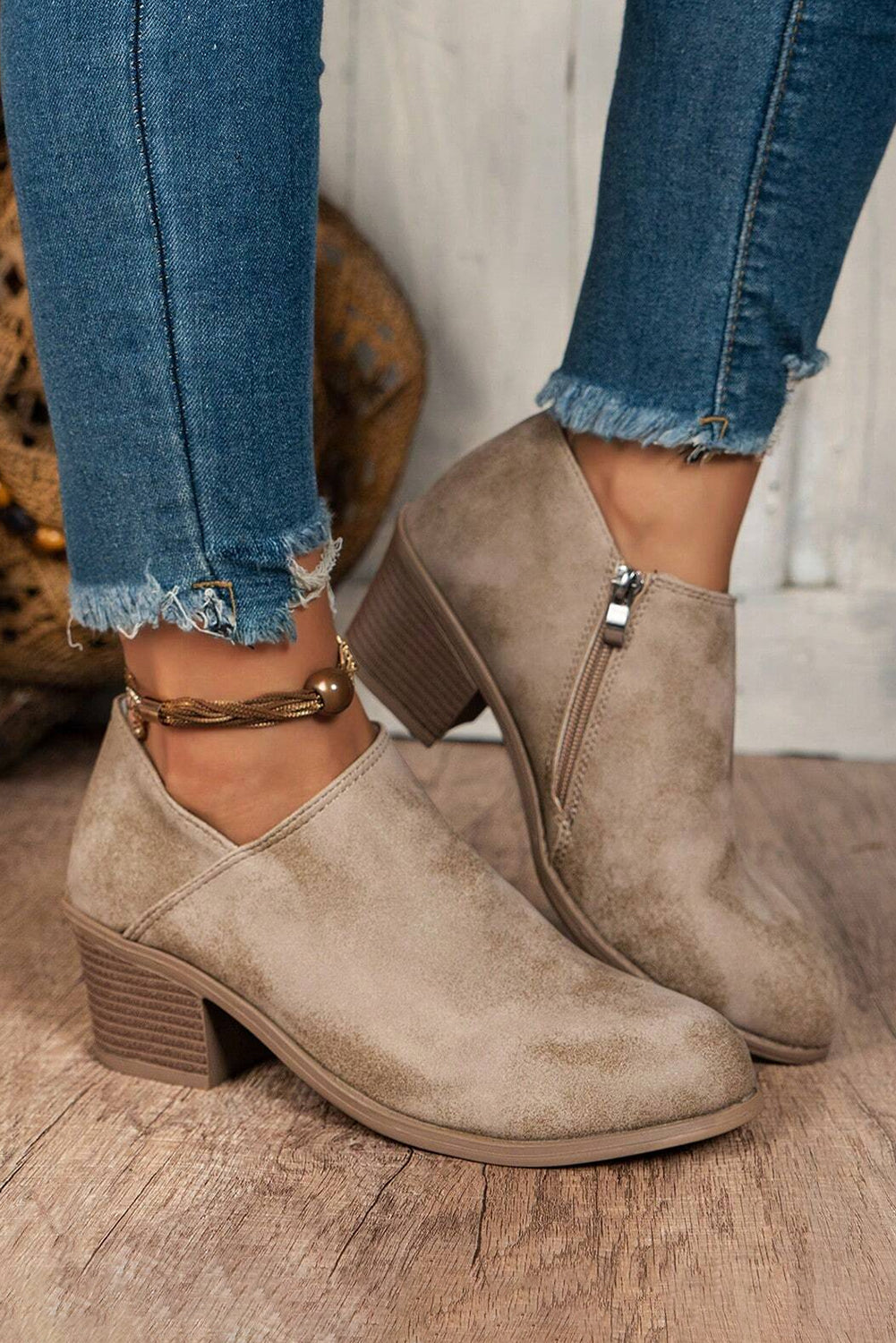 Black Tulip Opening Suede Ankle Boots
