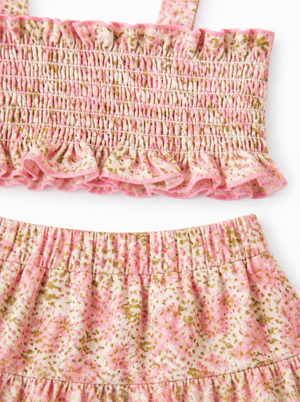 Floral Smock Tank Top Skirt Set