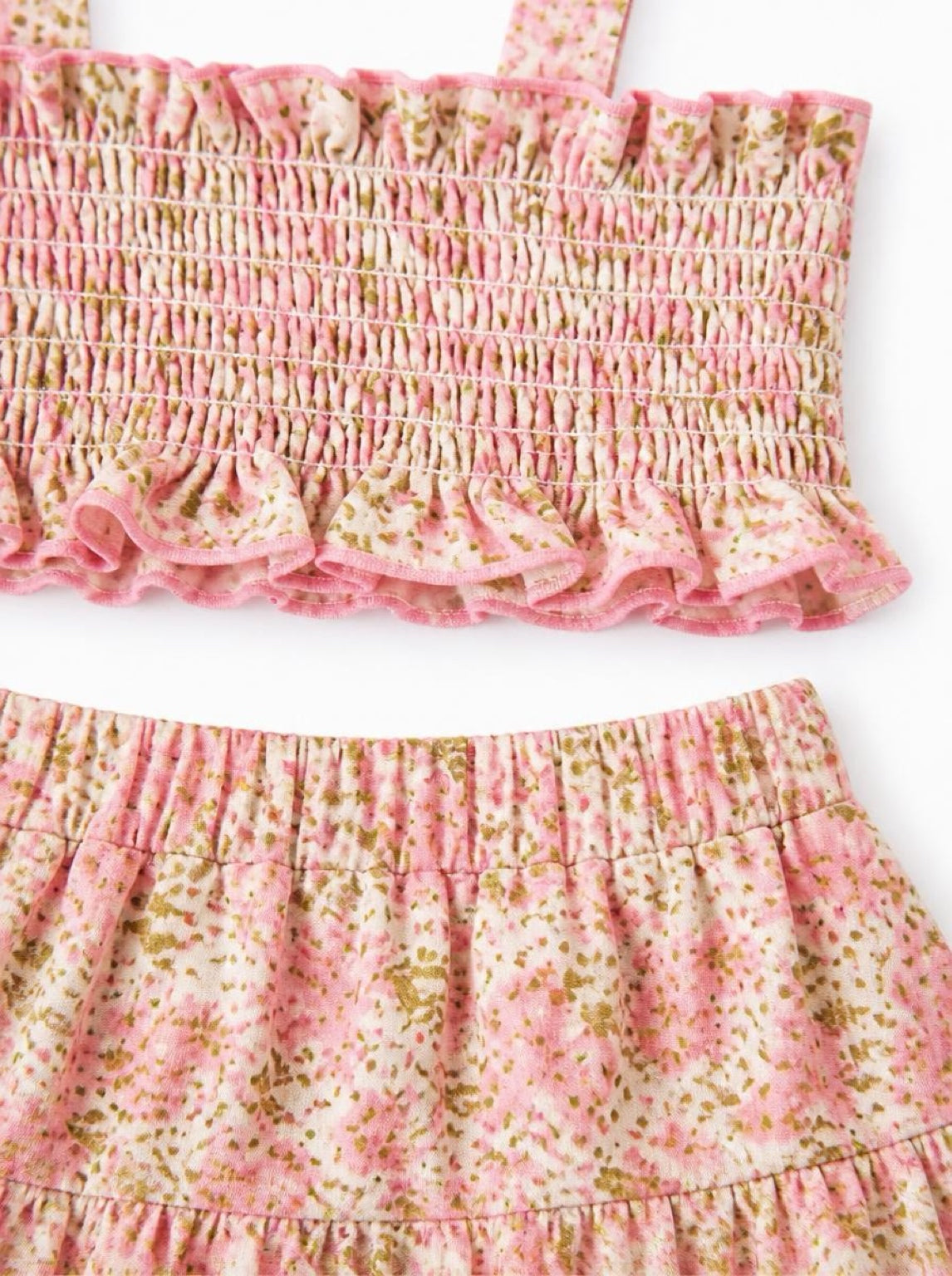 Floral Smock Tank Top Skirt Set