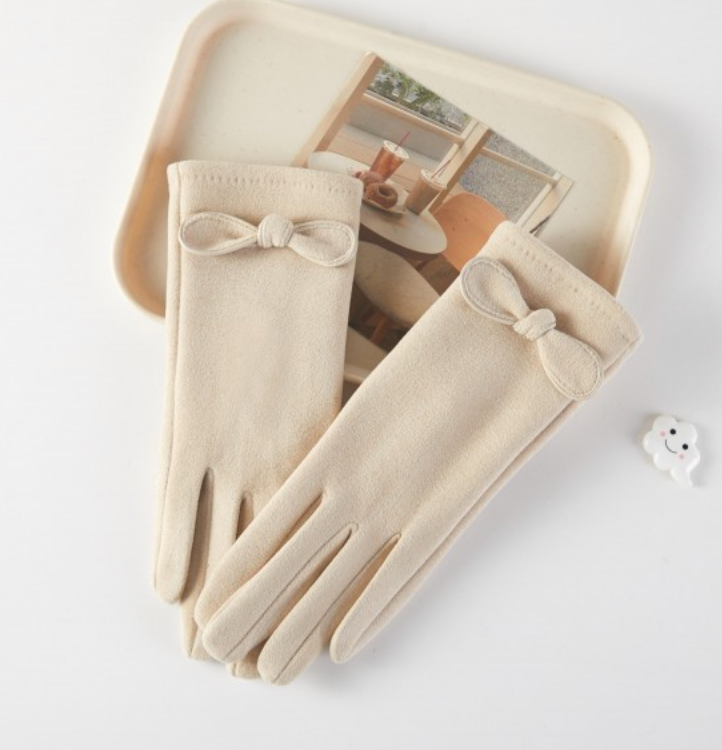 SOFT KNIT GLOVES/ ACCENT BOW