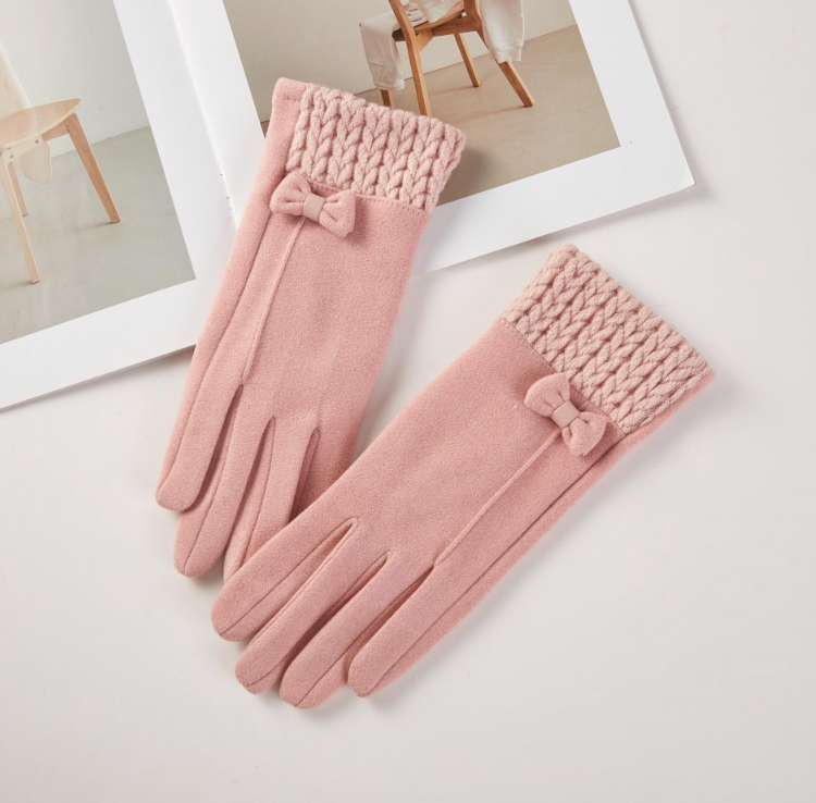 Soft Knit Gloves/ Bow Detail