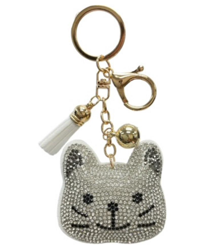 Rhinestone Cat Keychain