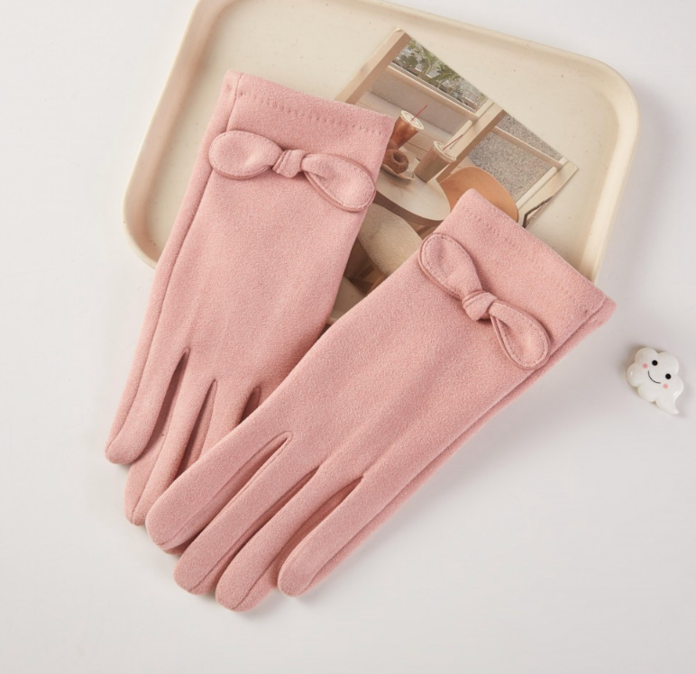 SOFT KNIT GLOVES/ ACCENT BOW