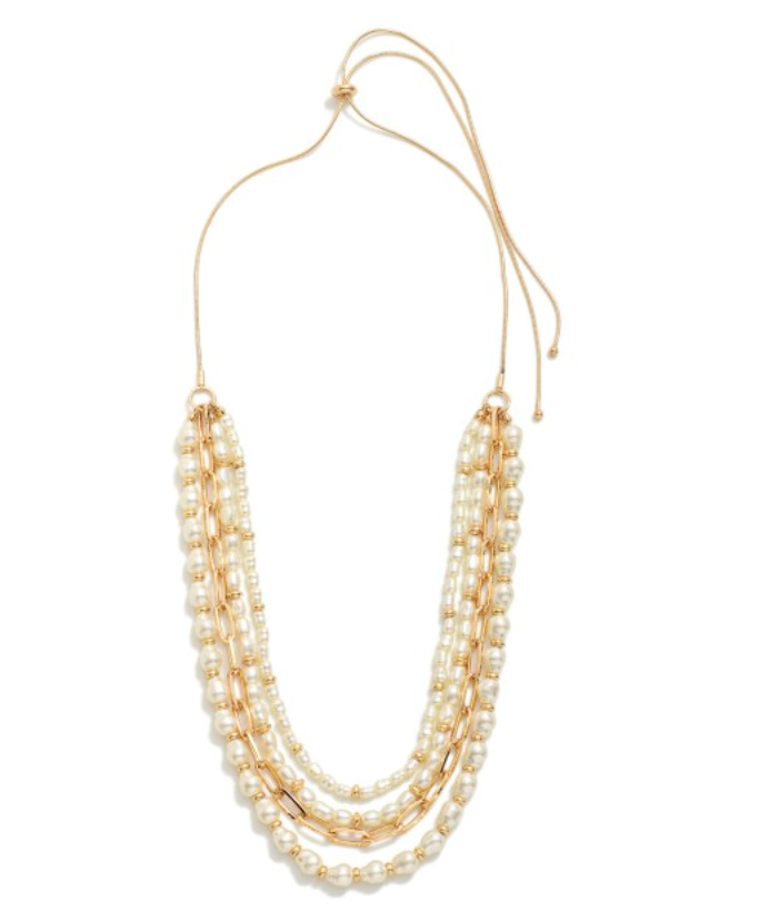 Layered Pearl Paperclip Necklace