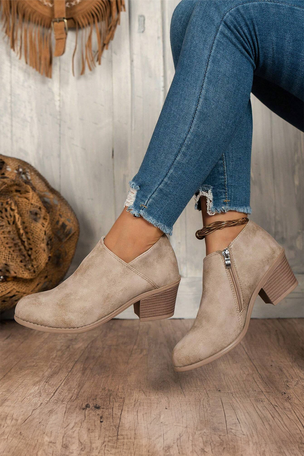 Black Tulip Opening Suede Ankle Boots