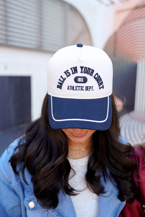 Ball is in your Court - Navy Vintage Trucker Hat - Cami's Little Shop