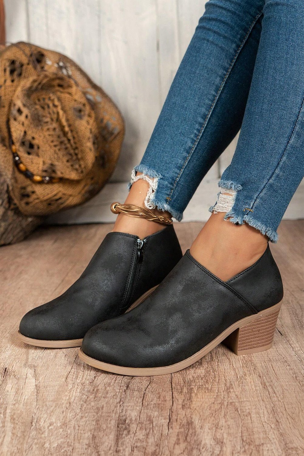 Black Tulip Opening Suede Ankle Boots - Cami's Little Shop