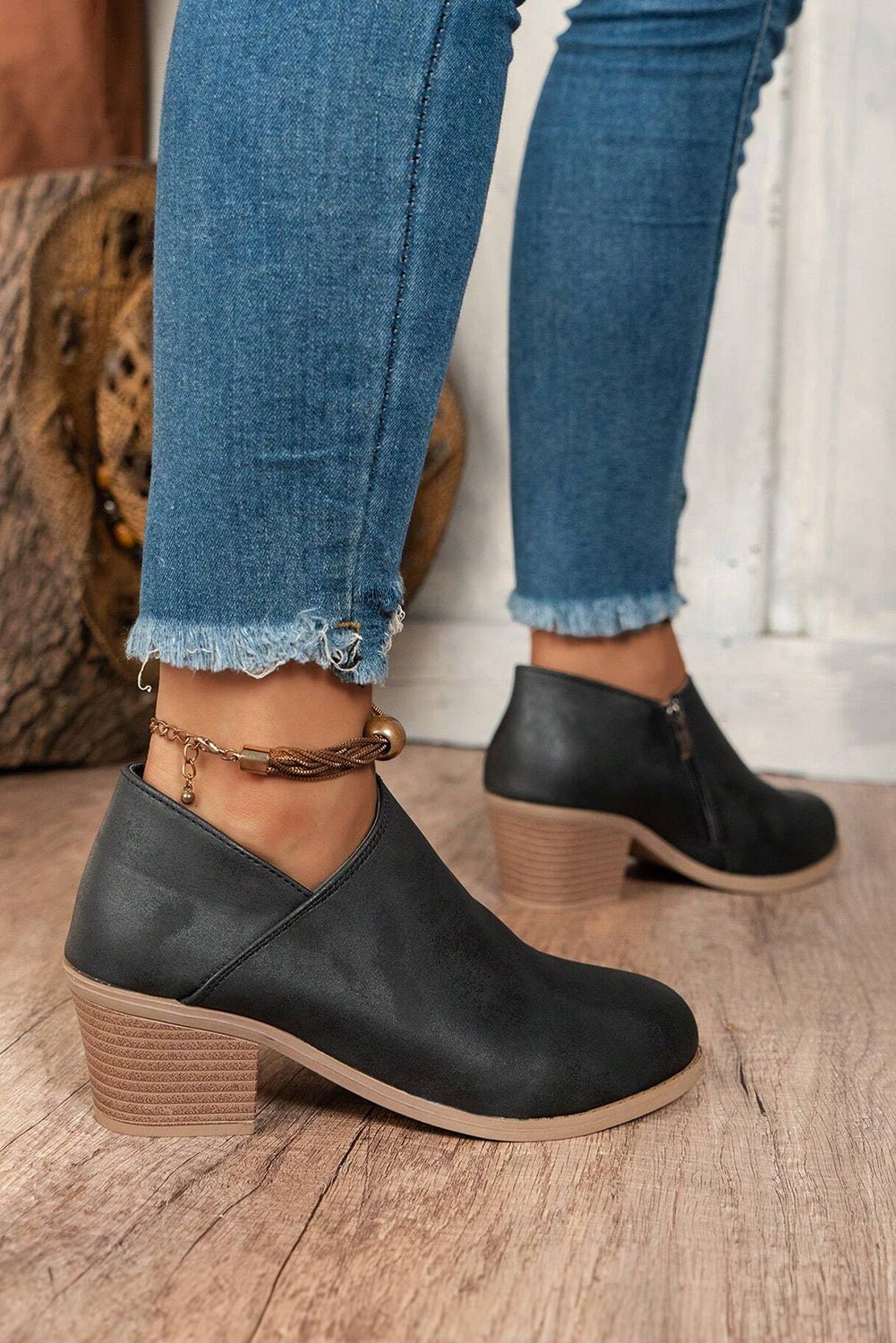 Black Tulip Opening Suede Ankle Boots - Cami's Little Shop