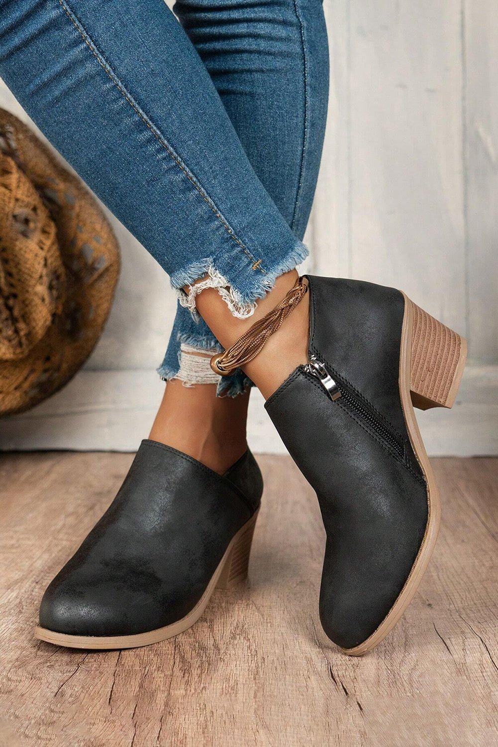 Black Tulip Opening Suede Ankle Boots - Cami's Little Shop