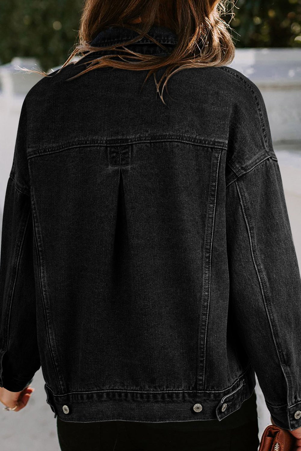 Blue Stripe Washed Oversize Pocketed Denim Jacket - Cami's Little Shop