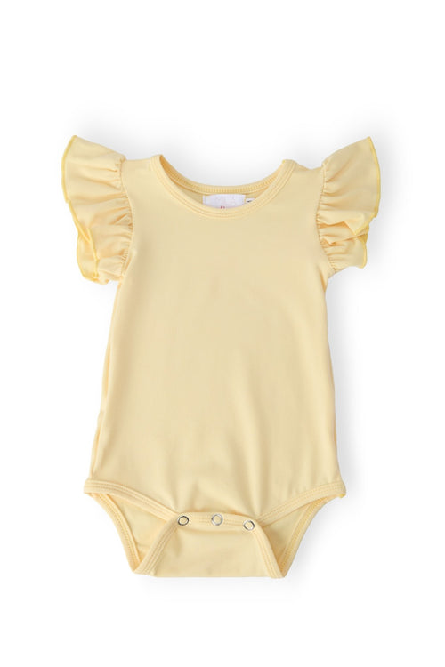 Butter Yellow S/S Flutter Bodysuit - Cami's Little Shop