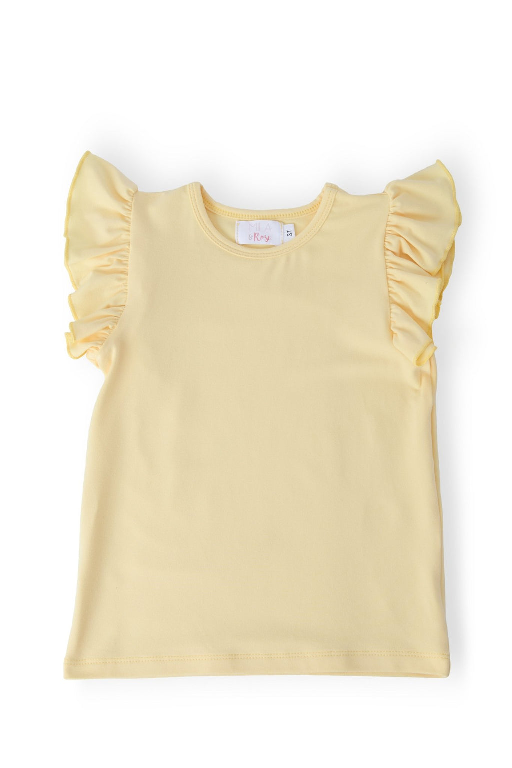Butter Yellow S/S Ruffle Tee - Cami's Little Shop