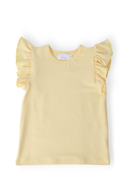 Butter Yellow S/S Ruffle Tee - Cami's Little Shop