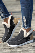 Carbon Grey Suede Stitching Patchwork Plush Lined Anklet Boots - Cami's Little Shop