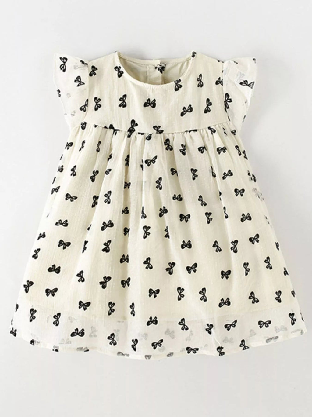 Children's Bow Print Flutter Sleeve Dress - Cami's Little Shop