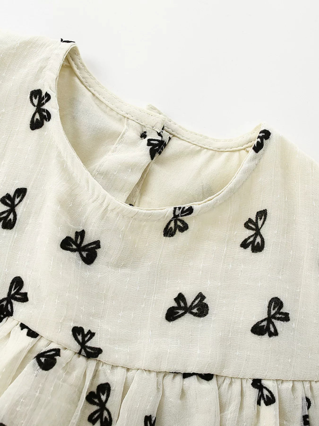 Children's Bow Print Flutter Sleeve Dress - Cami's Little Shop