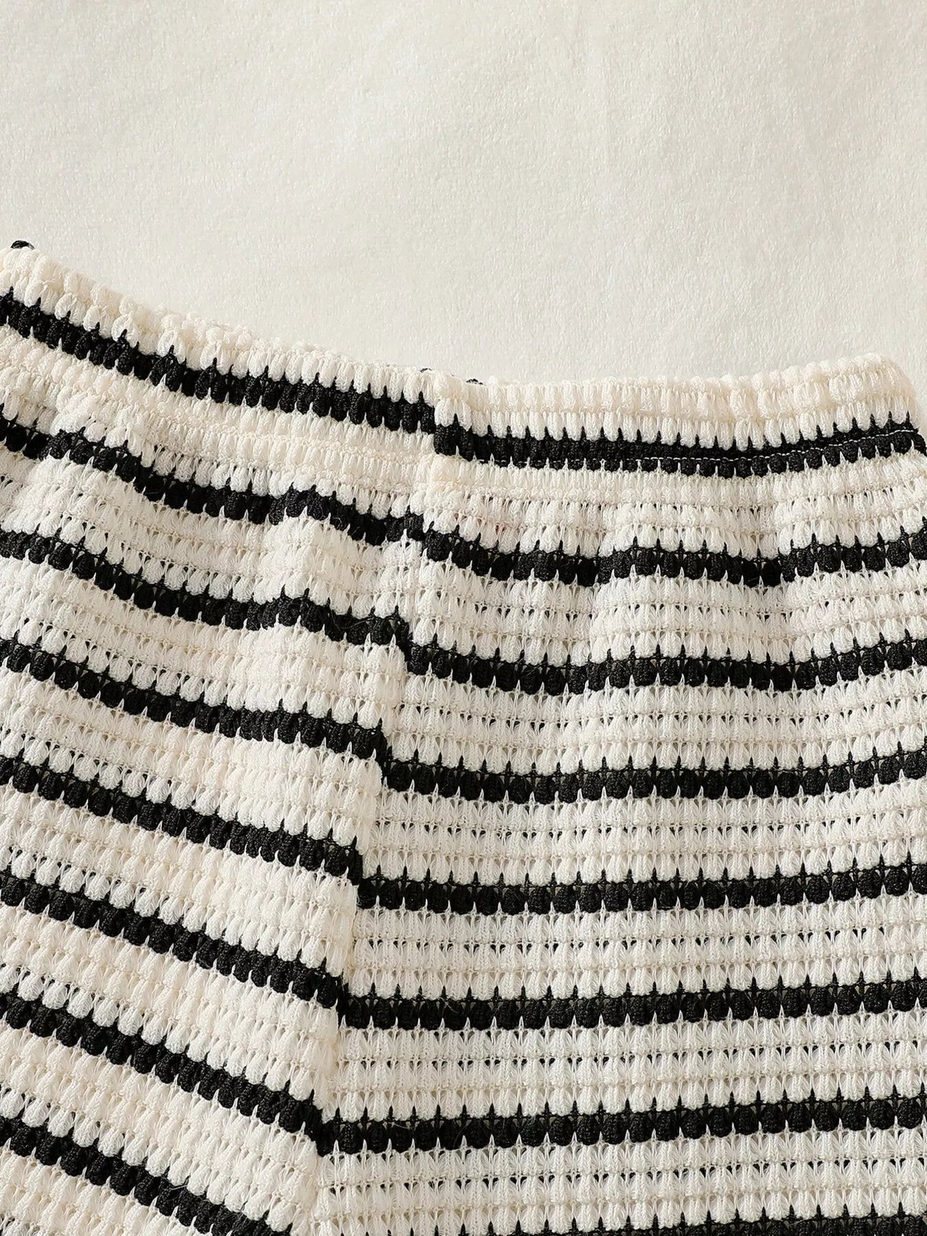 Children's Striped Round Neck Top and Shorts Set - Cami's Little Shop