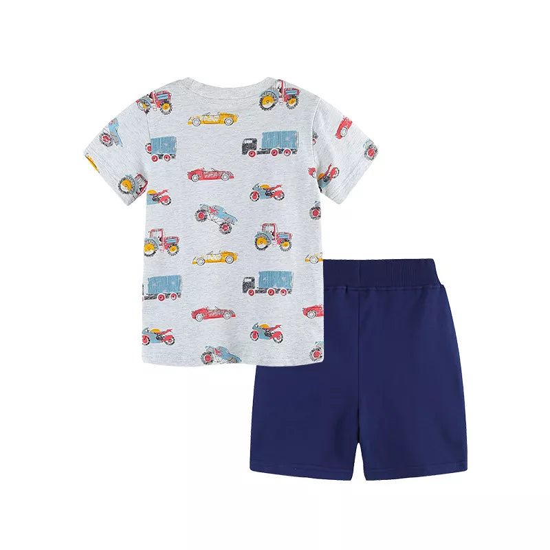 Children's Vehicle Print T-Shirt and Shorts Set - Cami's Little Shop