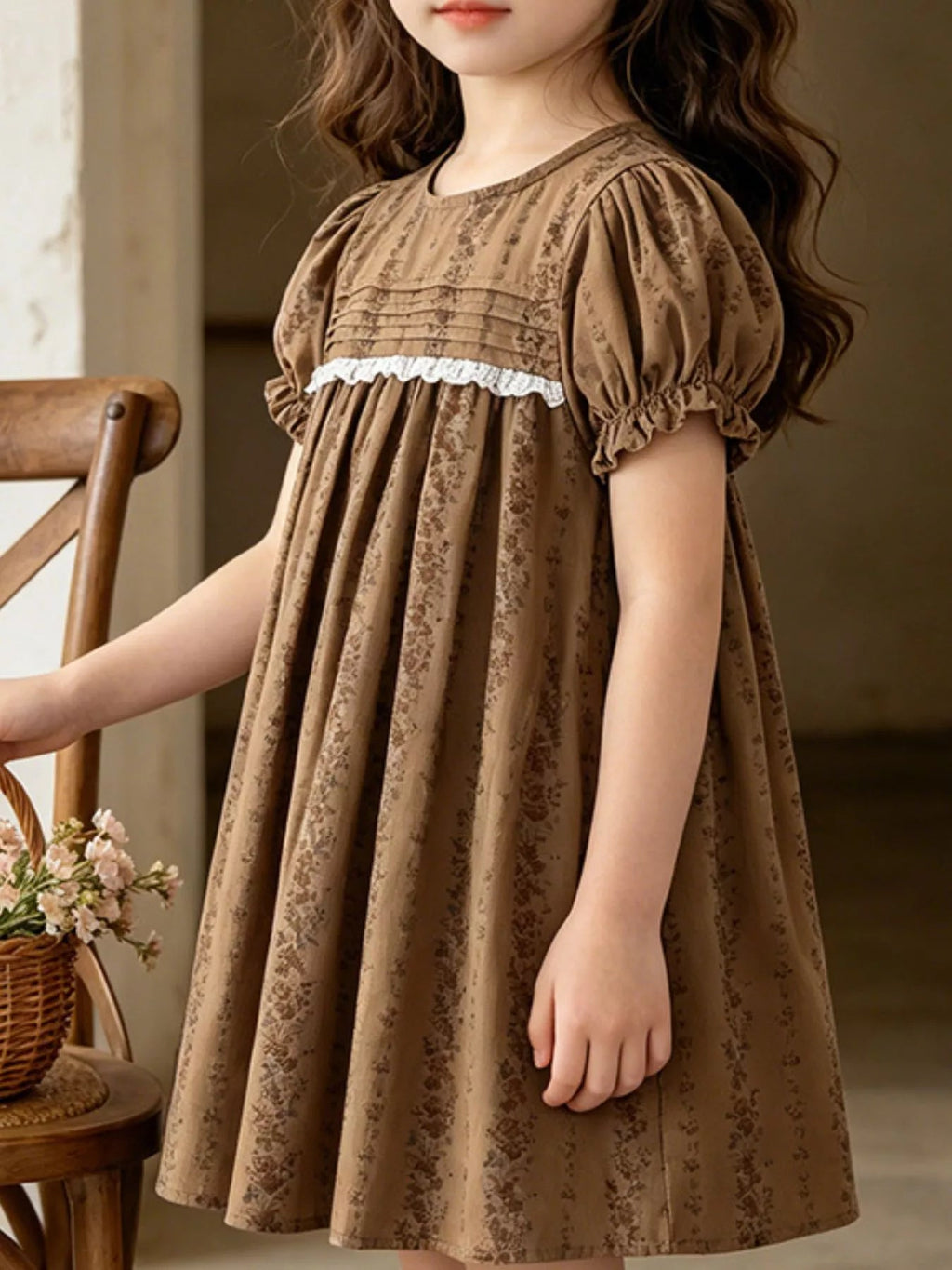 Children's Vintage Floral Puff Sleeve Dress - Cami's Little Shop