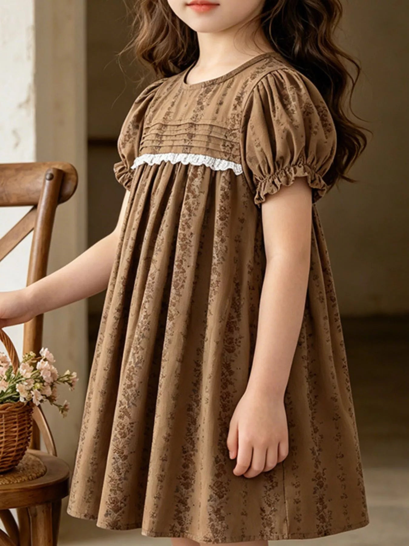 Children's Vintage Floral Puff Sleeve Dress - Cami's Little Shop