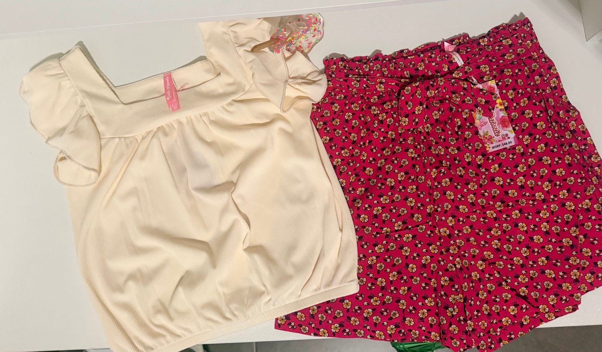 Floral Short Set w/ Ribbed Top - Cami's Little Shop