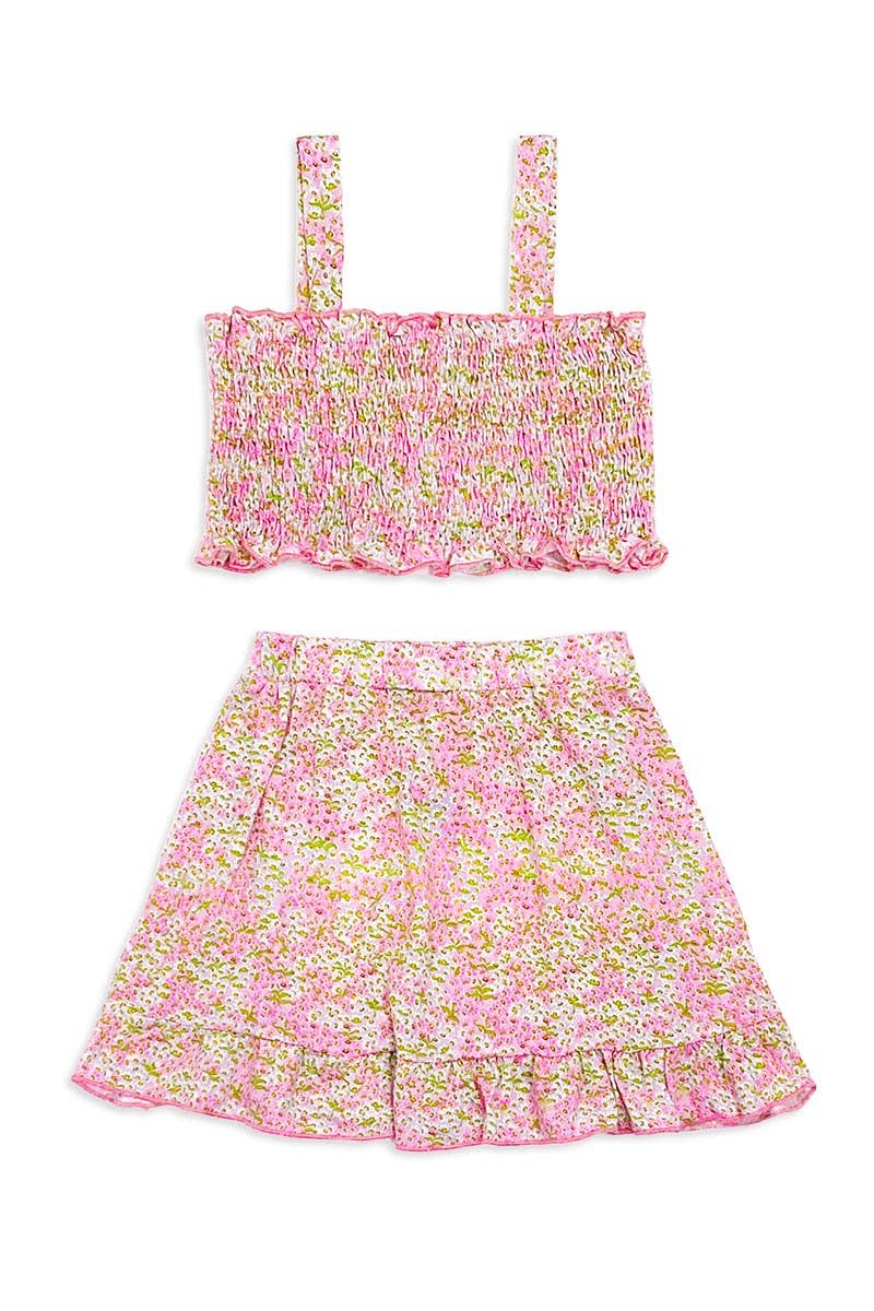 Floral Smock Tank Top Skirt Set - Cami's Little Shop