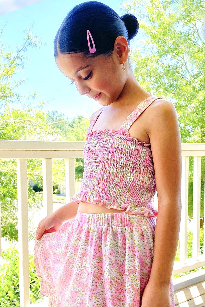 Floral Smock Tank Top Skirt Set - Cami's Little Shop