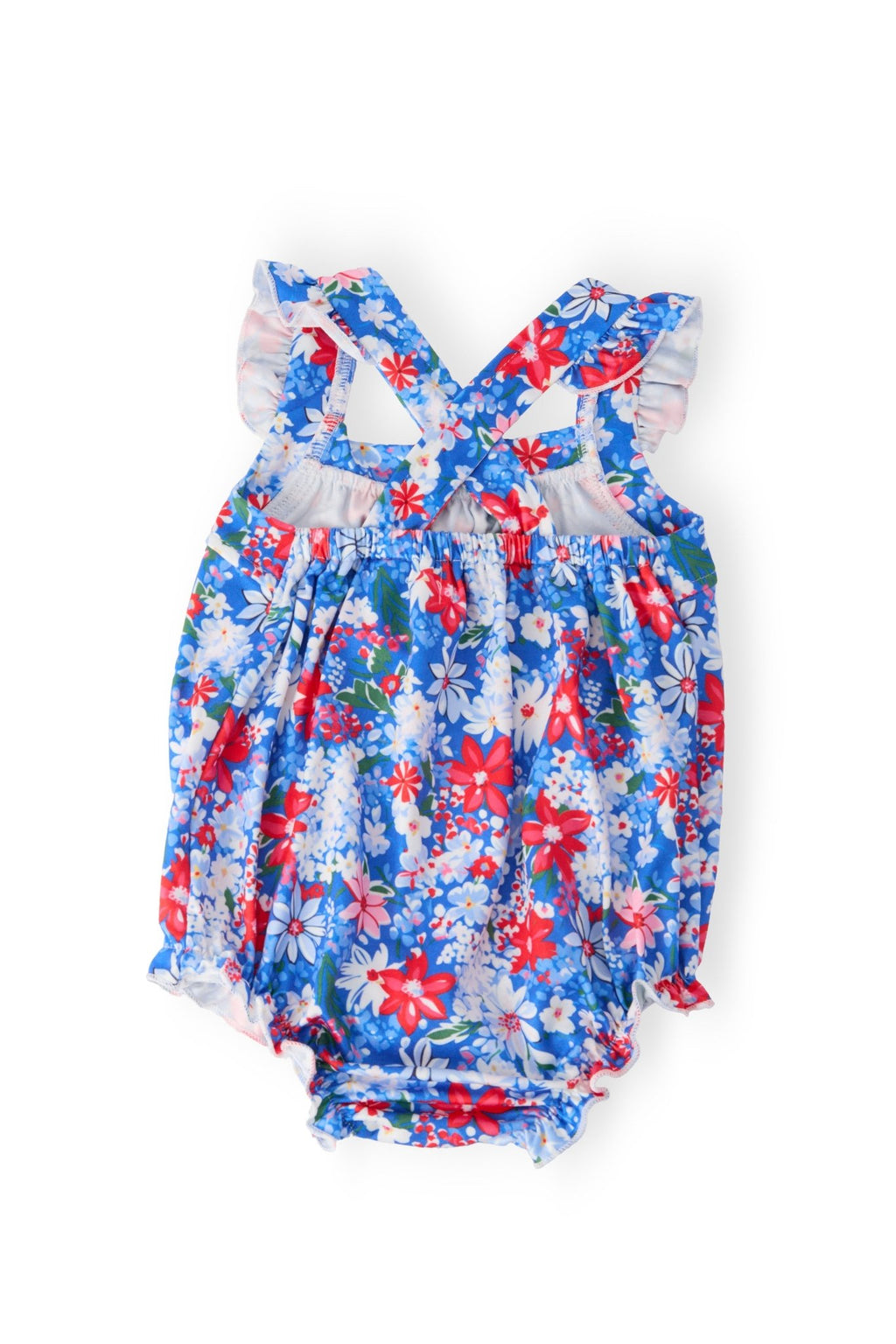 Freedom Flowers Ruffle Cross Back Romper - Cami's Little Shop