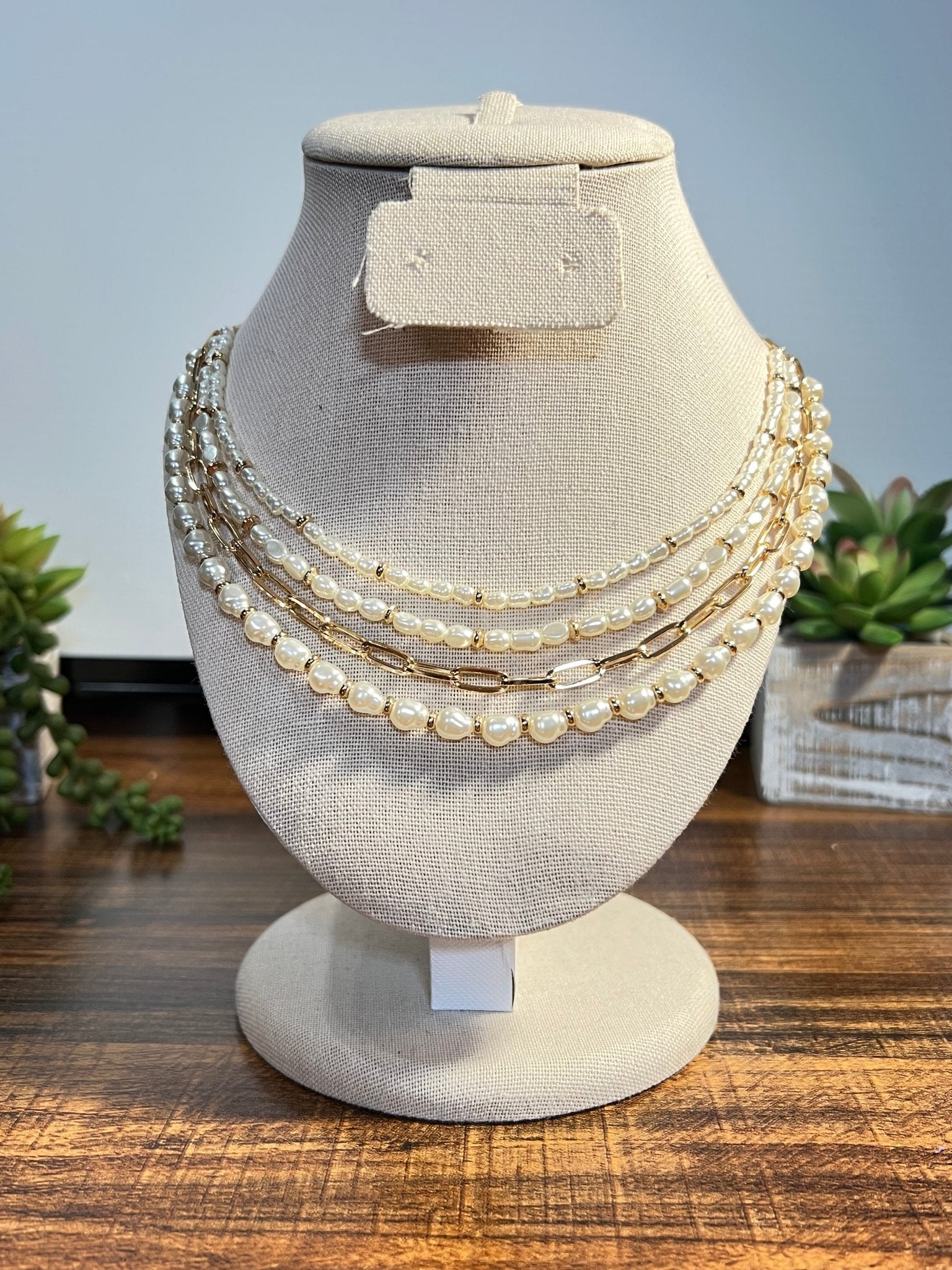 Layered Pearl Paperclip Necklace - Cami's Little Shop