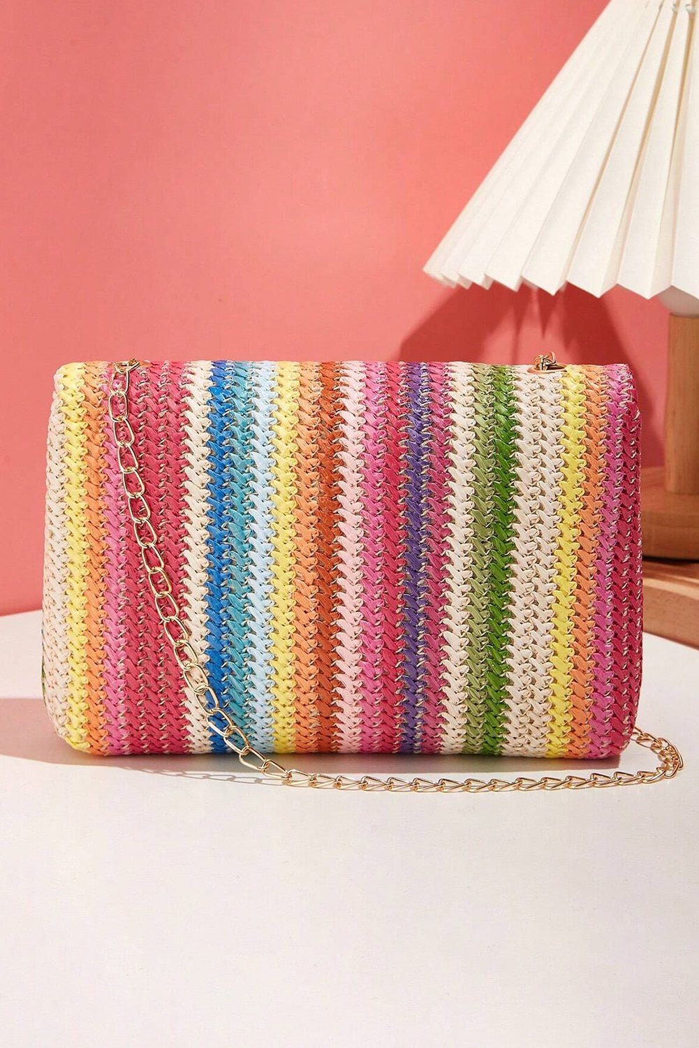 Multicolour Bohemian Woven Gold Chain Shoulder Bag - Cami's Little Shop