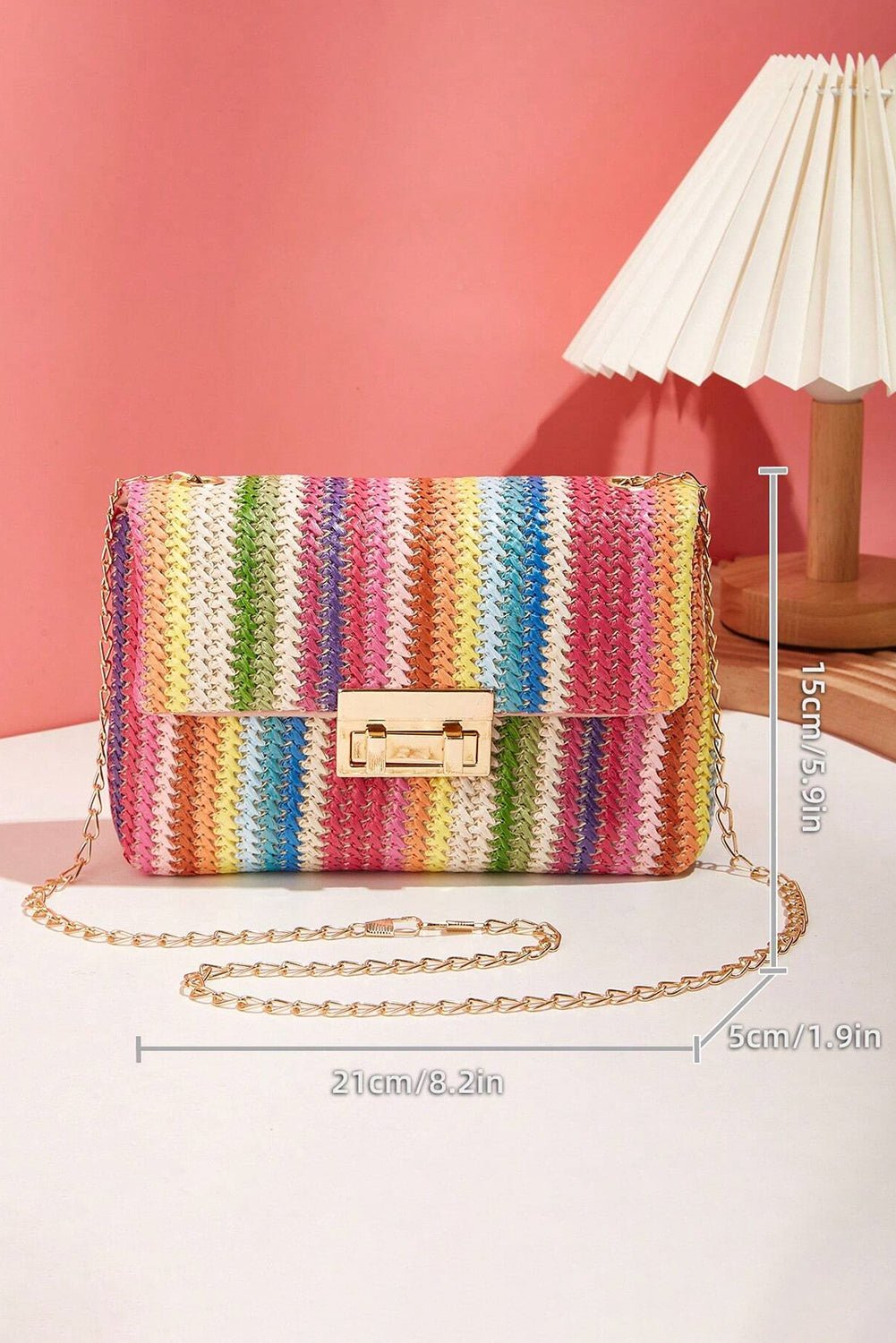 Multicolour Bohemian Woven Gold Chain Shoulder Bag - Cami's Little Shop