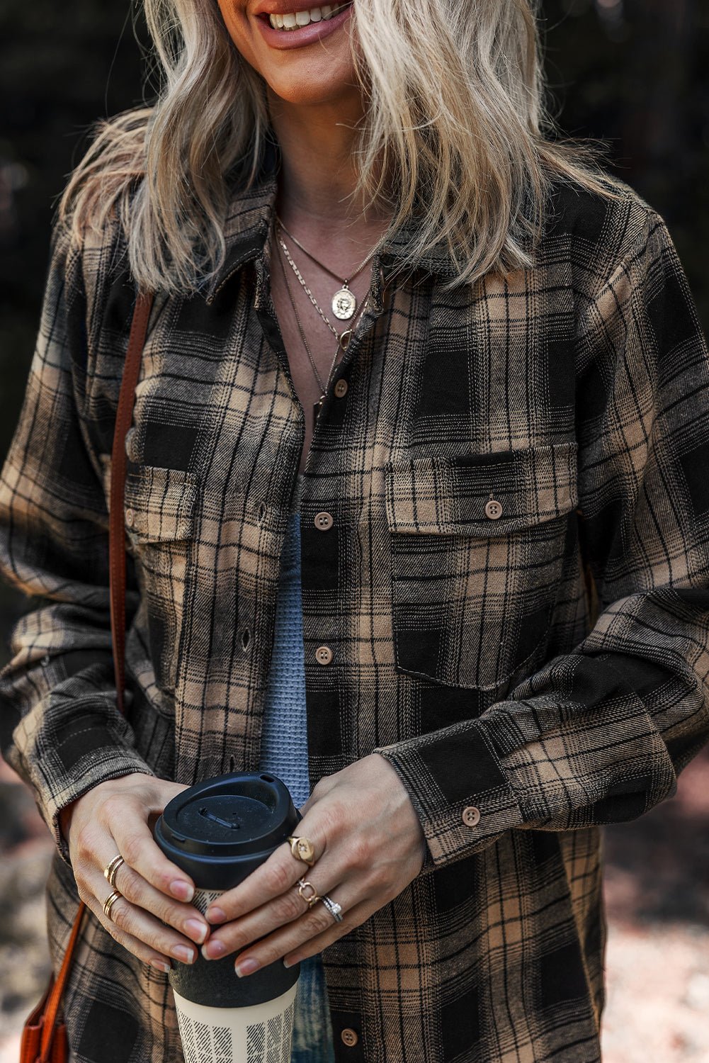 Multicolour Retro Plaid Double Flap Pocket Brushed Shacket - Cami's Little Shop