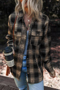 Multicolour Retro Plaid Double Flap Pocket Brushed Shacket - Cami's Little Shop