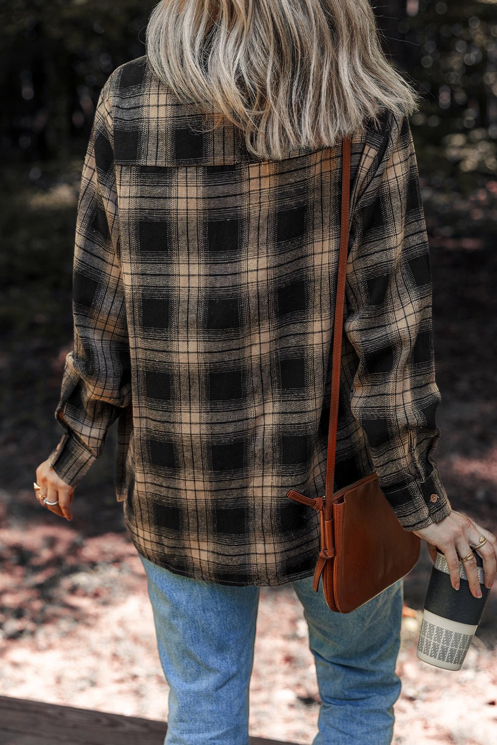 Multicolour Retro Plaid Double Flap Pocket Brushed Shacket - Cami's Little Shop