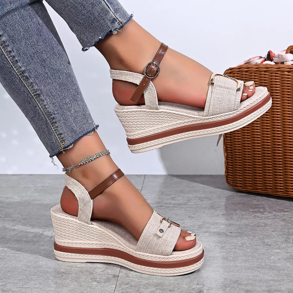 Open Toe Wedge Sandals - Cami's Little Shop