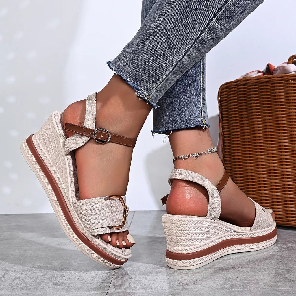 Open Toe Wedge Sandals - Cami's Little Shop