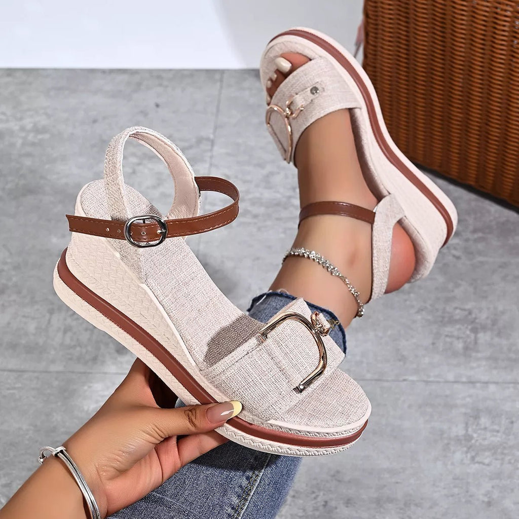 Open Toe Wedge Sandals - Cami's Little Shop