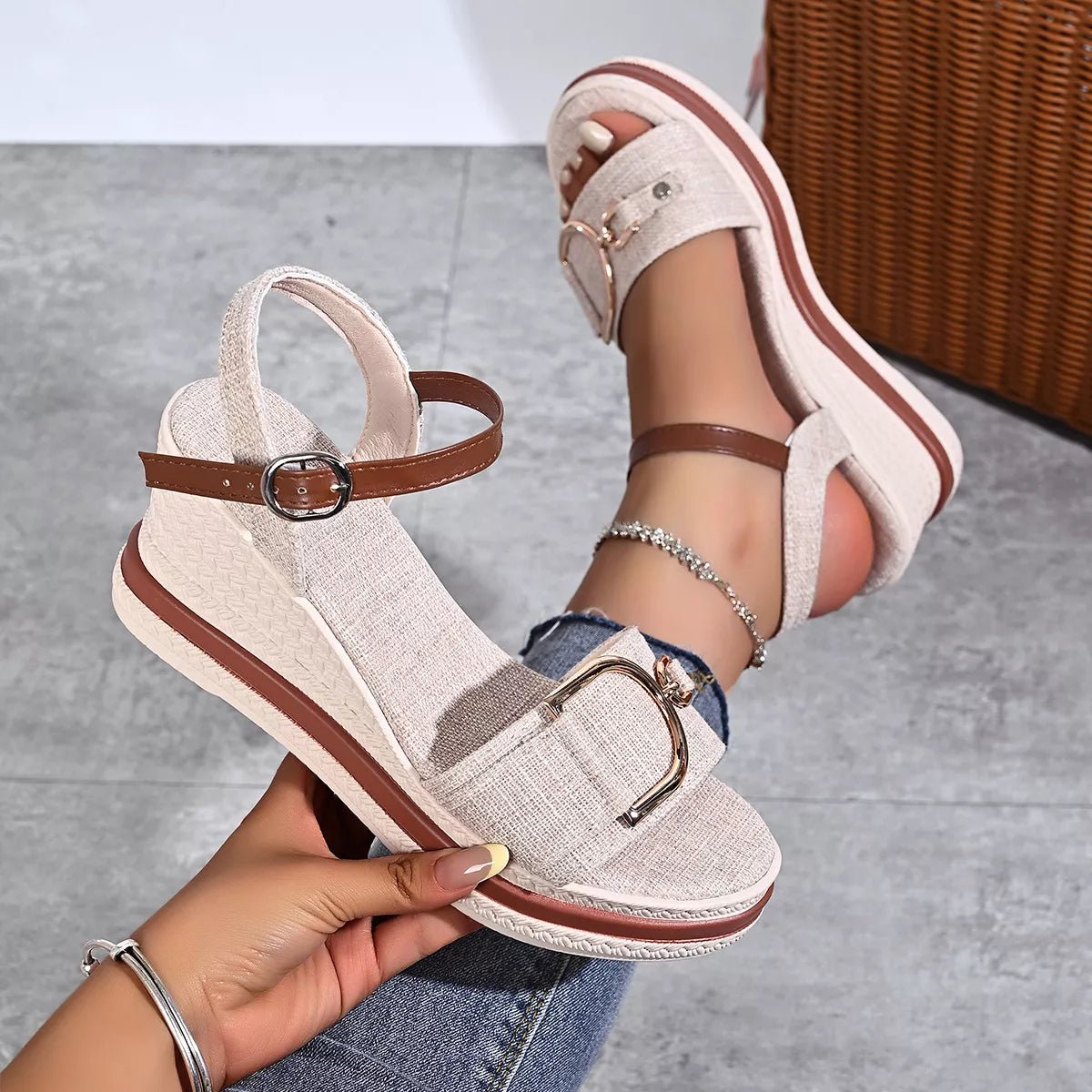 Open Toe Wedge Sandals - Cami's Little Shop