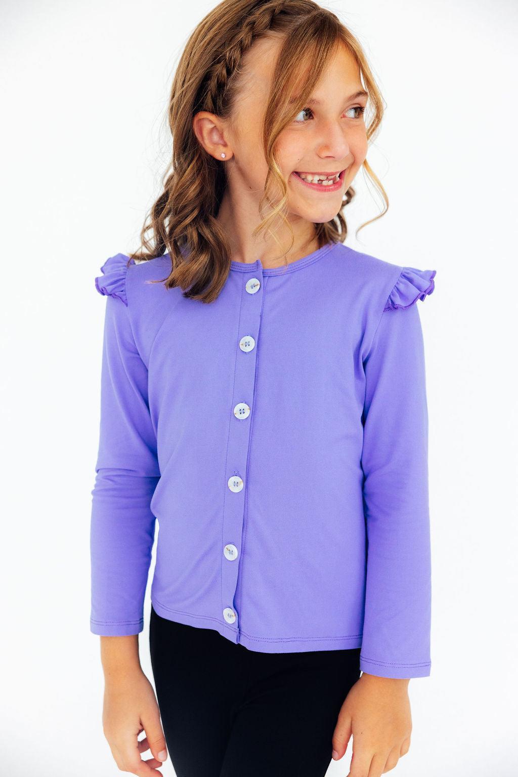 Periwinkle Ruffle Cardigan - Cami's Little Shop
