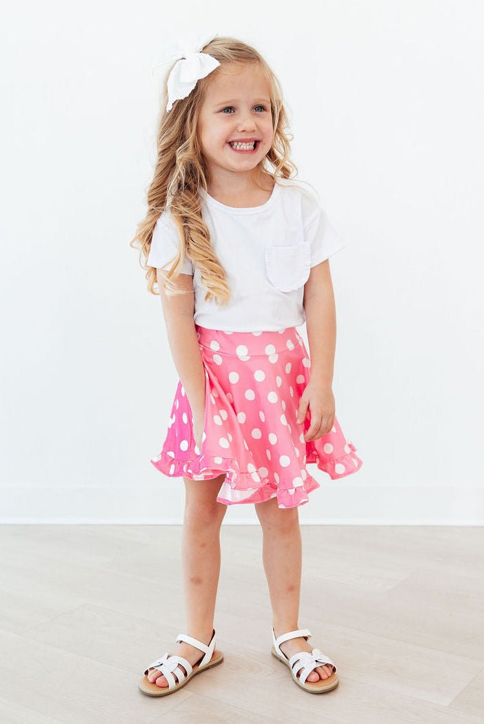 Pink Polka Dots Ruffle Twirl Skort - Cami's Little Shop