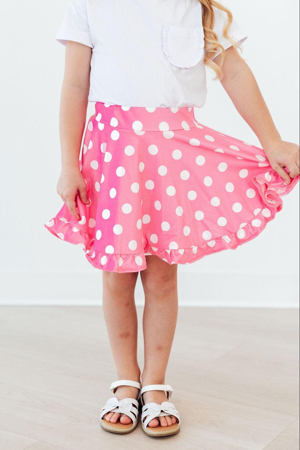 Pink Polka Dots Ruffle Twirl Skort - Cami's Little Shop