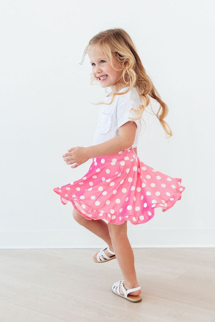 Pink Polka Dots Ruffle Twirl Skort - Cami's Little Shop