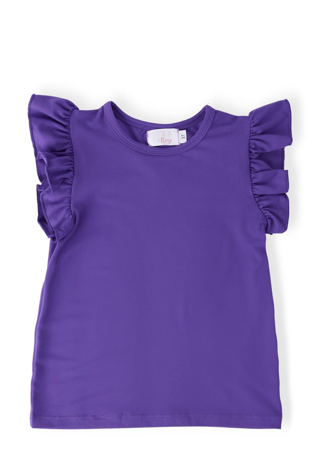 Purple S/S Ruffle Tee - Cami's Little Shop