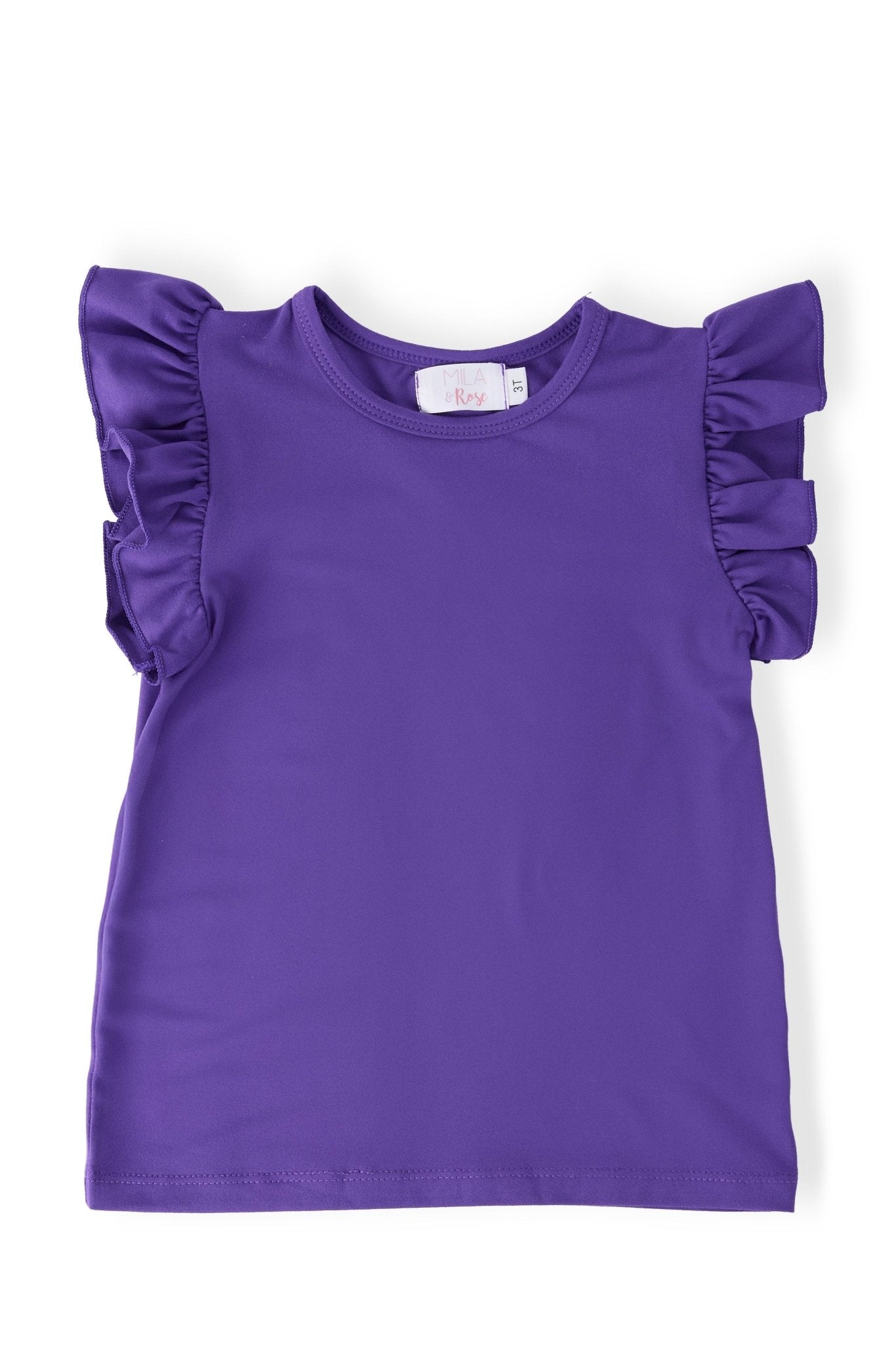 Purple S/S Ruffle Tee - Cami's Little Shop