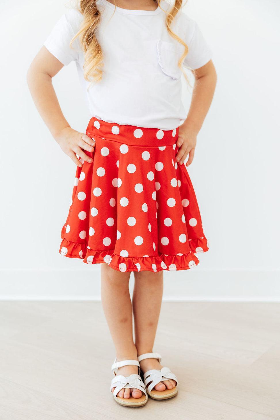 Red Polka Dots Ruffle Twirl Skort - Cami's Little Shop
