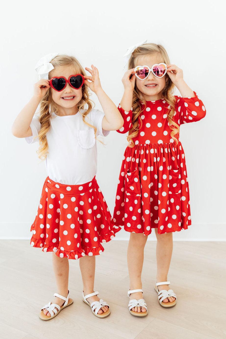 Red Polka Dots Ruffle Twirl Skort - Cami's Little Shop