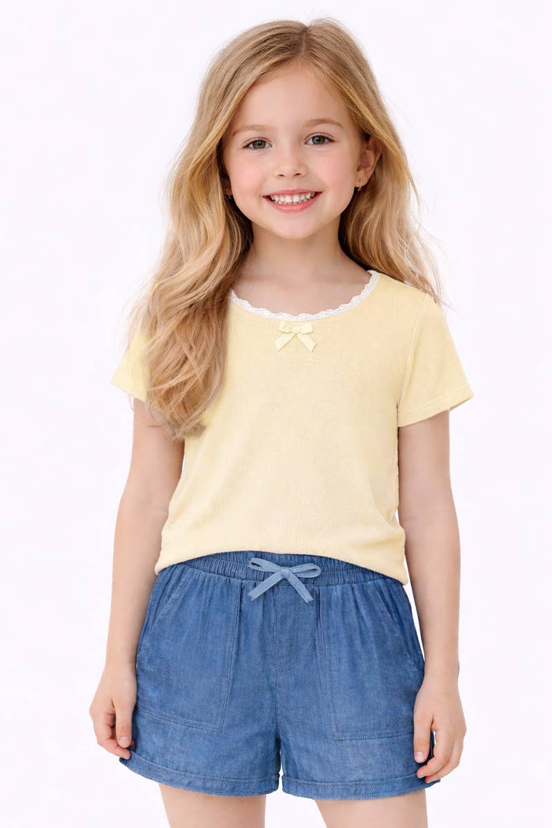 Ribbed Knit/Chambray Short Set - Cami's Little Shop