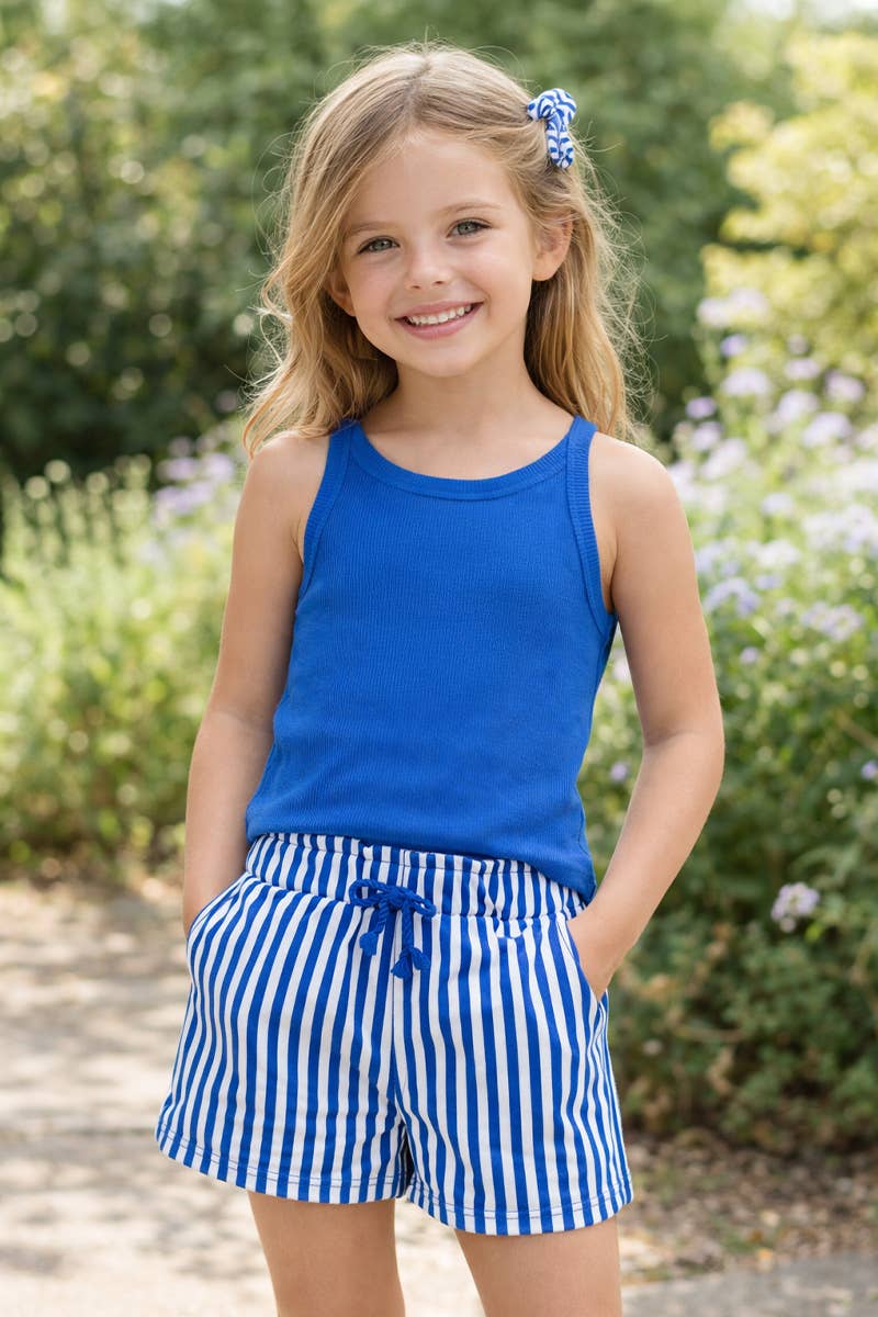 Stipe Short Set w/ Matching Scrunchie - Cami's Little Shop