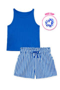 Stipe Short Set w/ Matching Scrunchie - Cami's Little Shop
