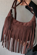Suede Fringe Adjustable Strap Shoulder Bag - Cami's Little Shop